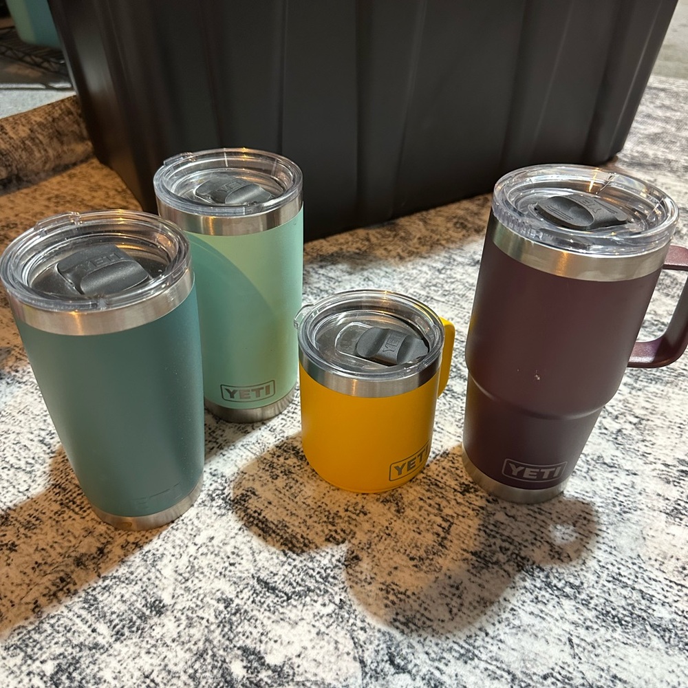 YETI Tumbler Collection - Teal, Yellow, and Purple